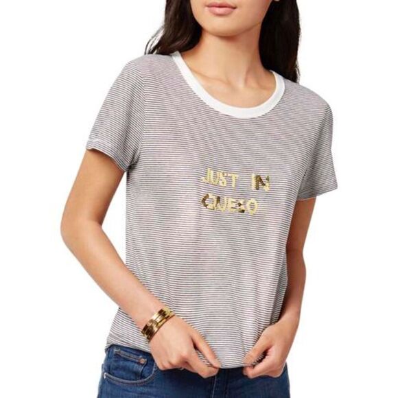 Bow & Drape Tops - Bow & Drape Just In Queso Sequined Logo T-Shirt XL